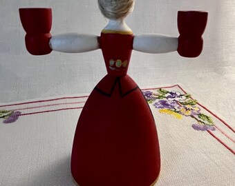 Swedish Folk Art Wooden Doll Candle Holder, Toarp Sweden - Etsy