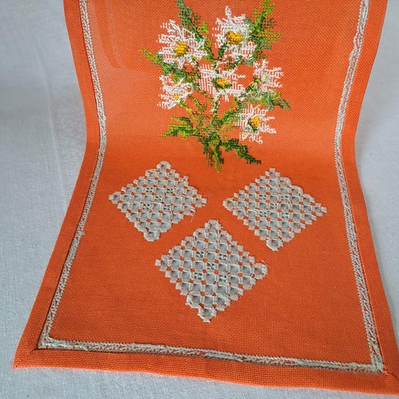 Embroidered Table Runner. Decorated With Hardanger Stitches