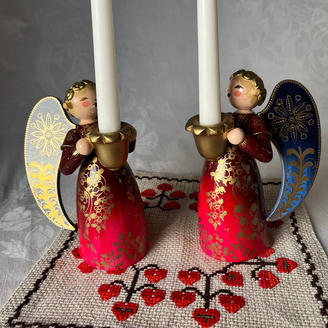 vintage angel 木製 天使のオーナメント プレゼントの袋 常夏の国の