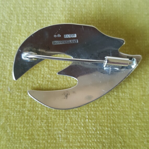 Solid Silver Brooch with Amethyst Stone. Fish Sha… - image 3