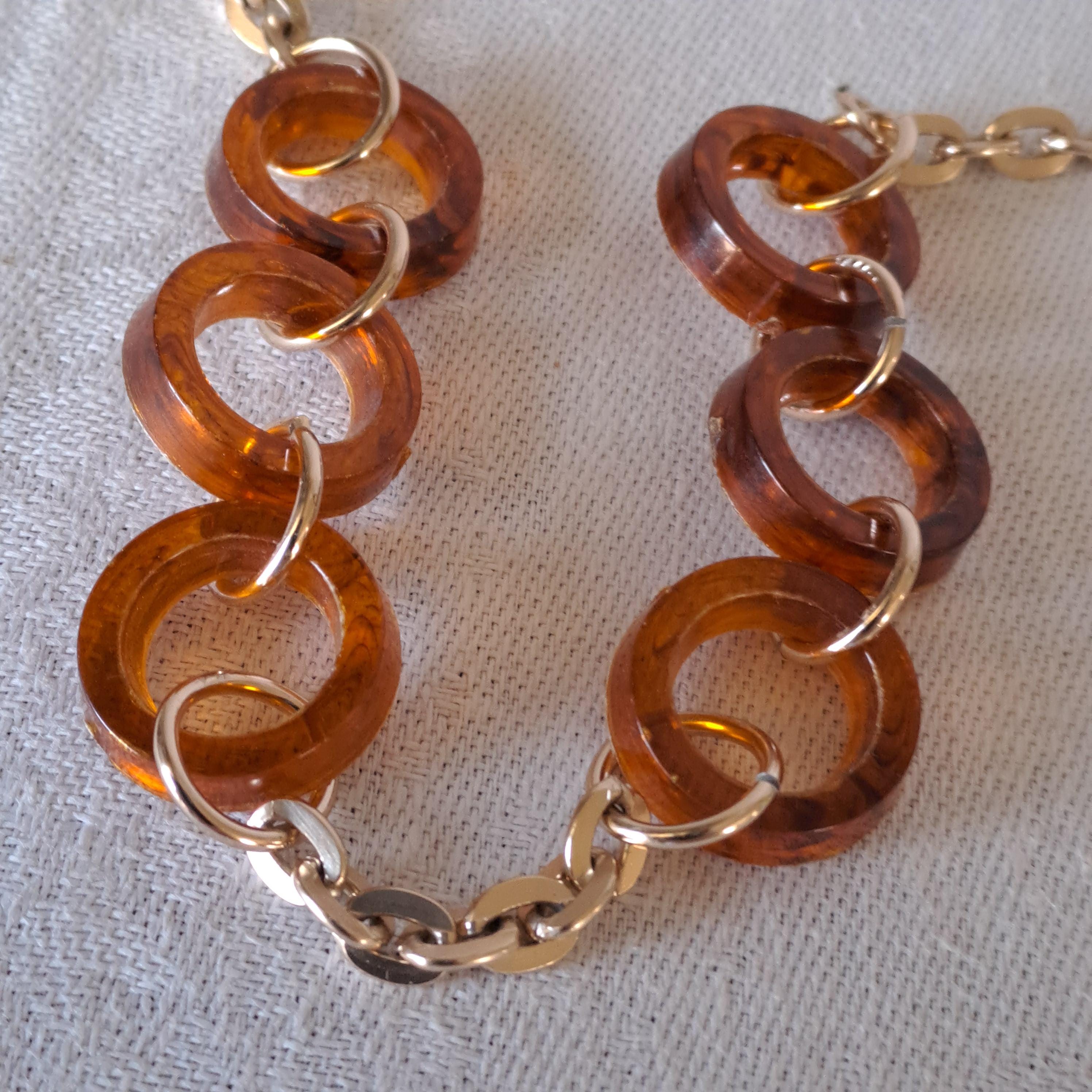 VTG Bronze metal chain Necklace belt High end oval link 1940s rare 34\