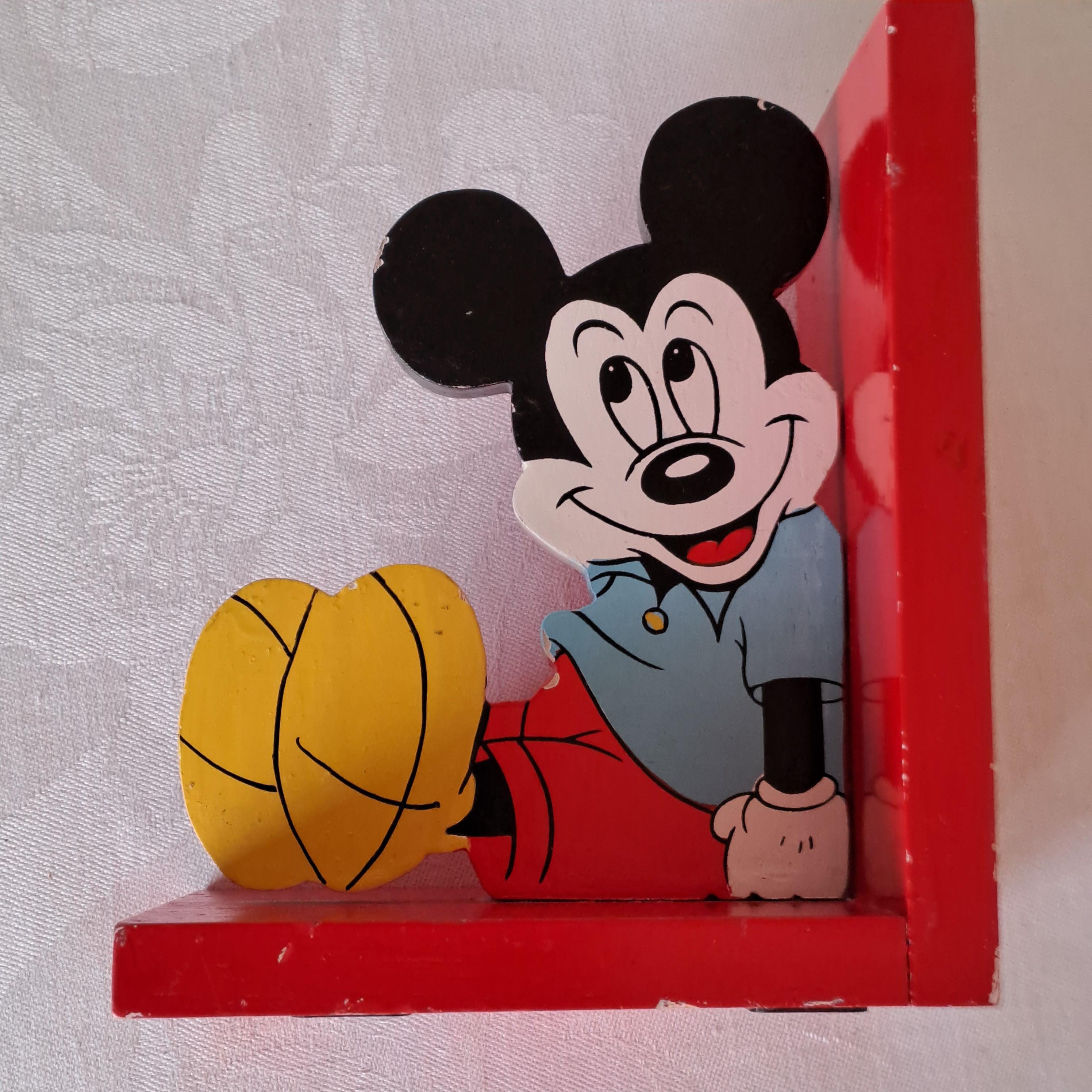 2 Mickey Mouse Wooden Bookends. Made of Wood and Painted. 1960s