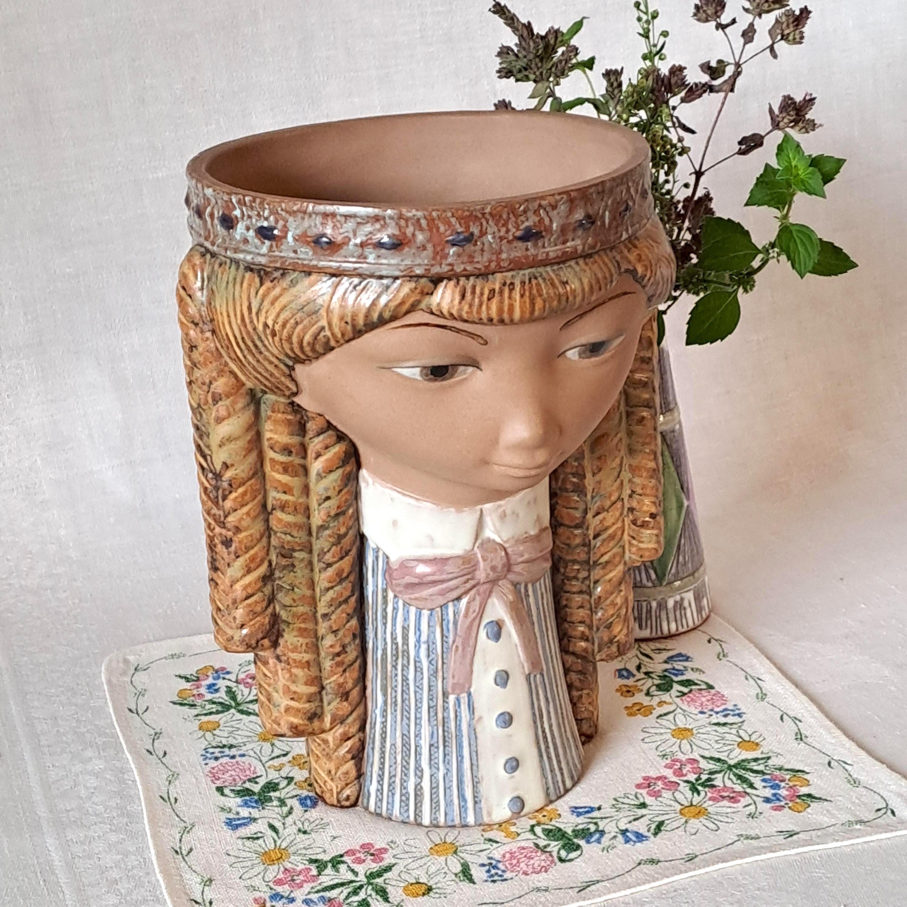 パステルLLADRO 陶器製少女像 Lladro Ceramic Girl's Head Sculpture by Vicente Martinez (1971-75