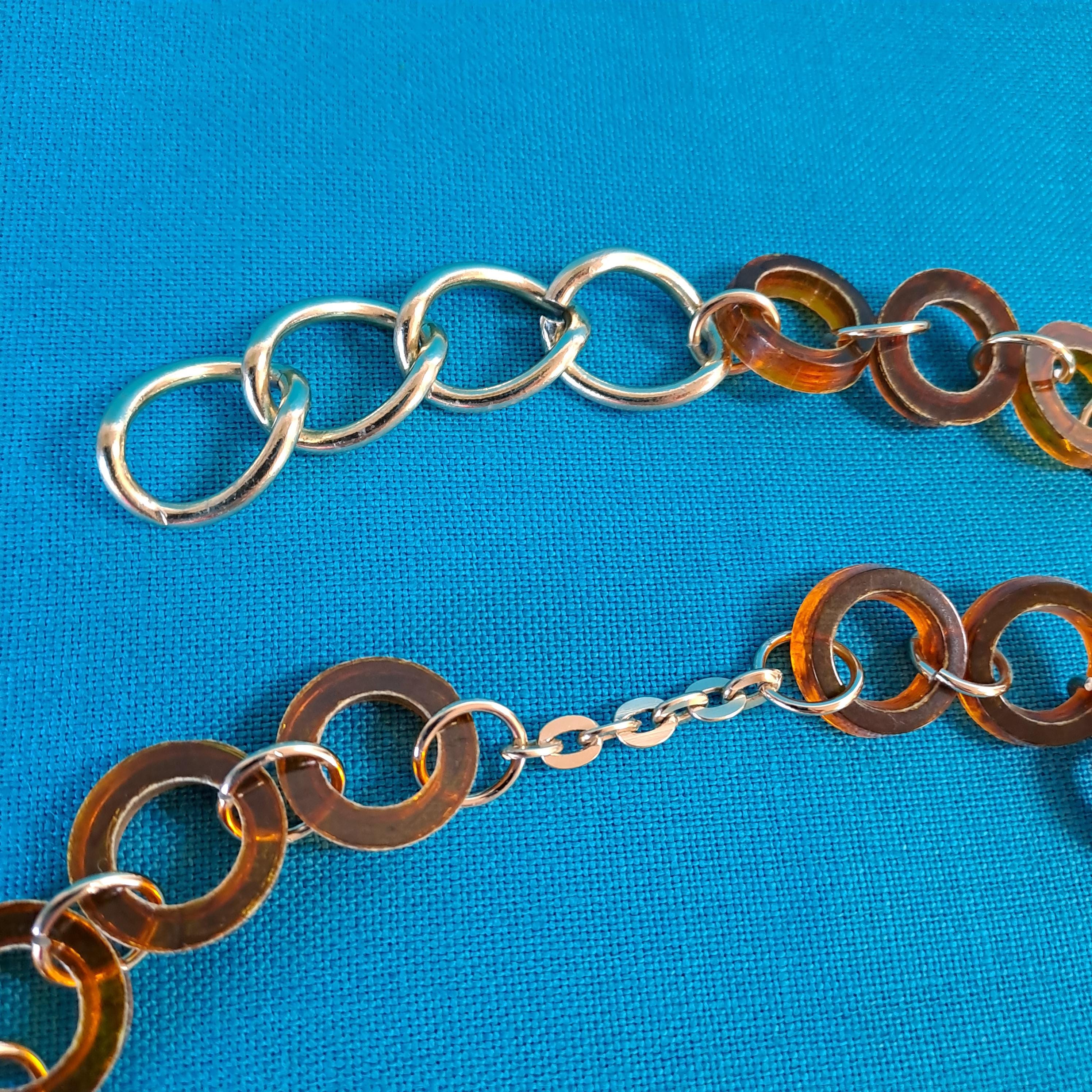 RARE Vintage Brown Enameled Disc Chain Belt Adjustable Brown Disc Belt - Etsy main image 3