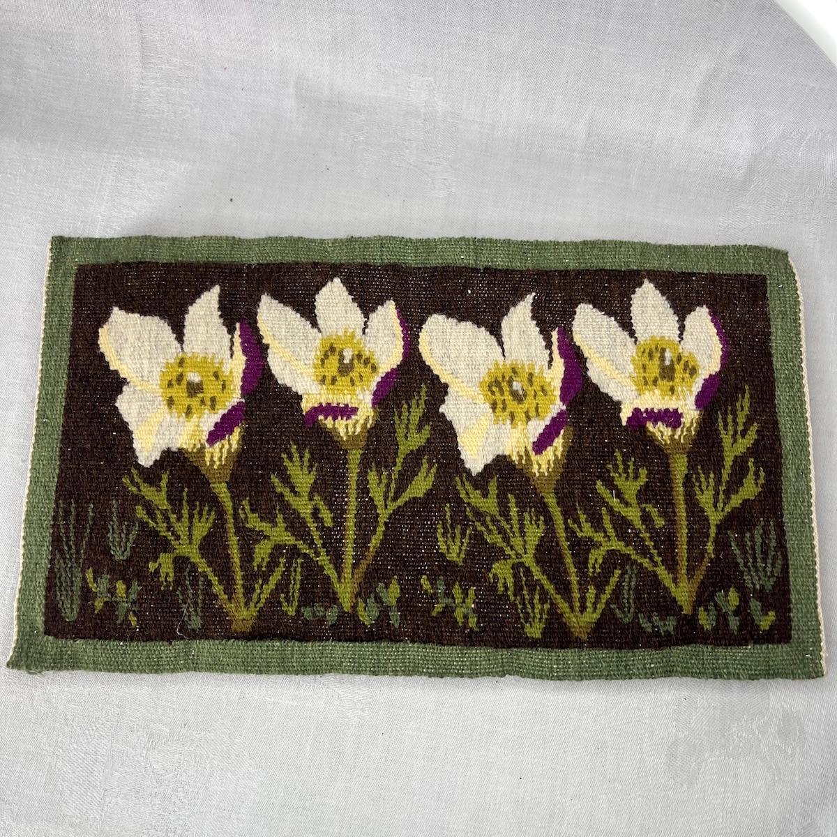 Vintage Flowery Flemish Tapestry. Made in Sweden. Showing Spring Flowers.