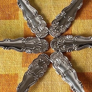 6 Silver Plated Coffee Spoons. Swedish Made. Tea Spoons. Ornate Pattern on Handle. 1950&#39;s. Marked &quot;NS.Alpacca&quot;. Silverware. Flatware.