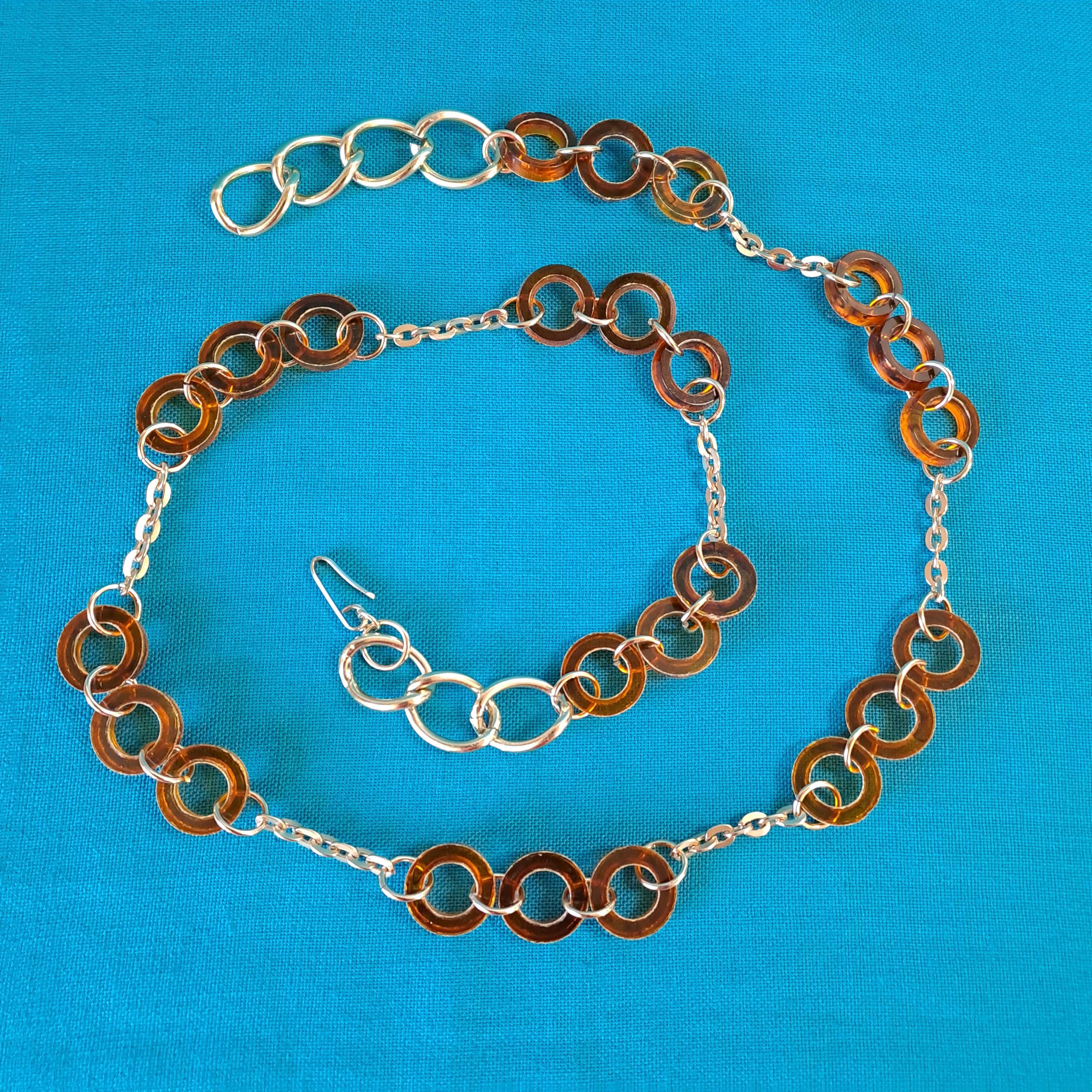 RARE Vintage Brown Enameled Disc Chain Belt Adjustable Brown Medallion Belt – Farm Girls Fancy Frills main image 4