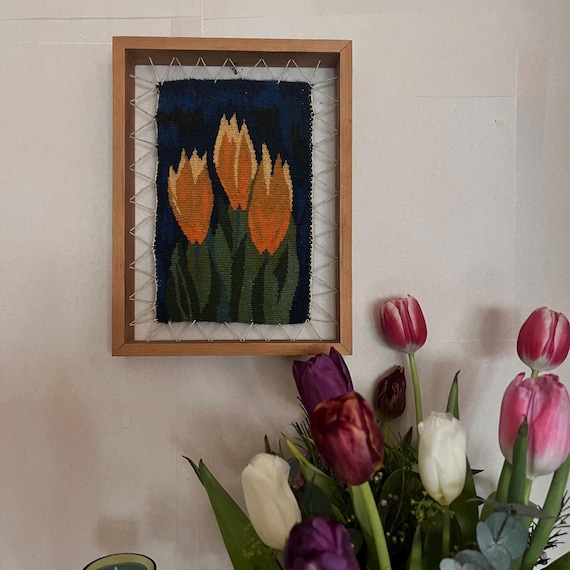 Vintage Swedish Wool Tapestry, Framed Tulip Wall Hanging - Etsy