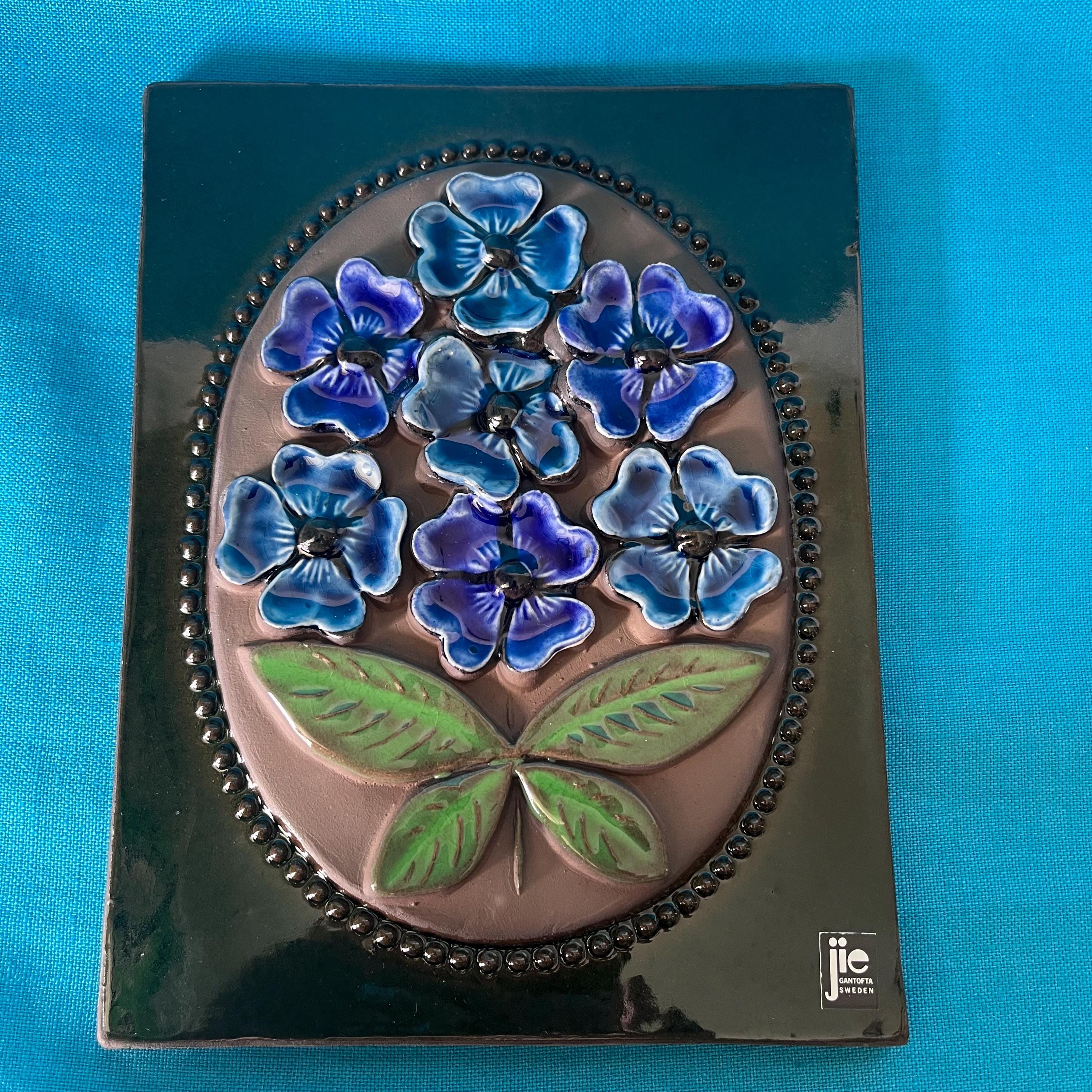 フランス サルグミンヌ窯 Atelier 黒釉 蕾型 フラワーベース 1960s Vintage Ceramic Wall Hanging. Stoneware Plaque. JIE Sweden. 1970s