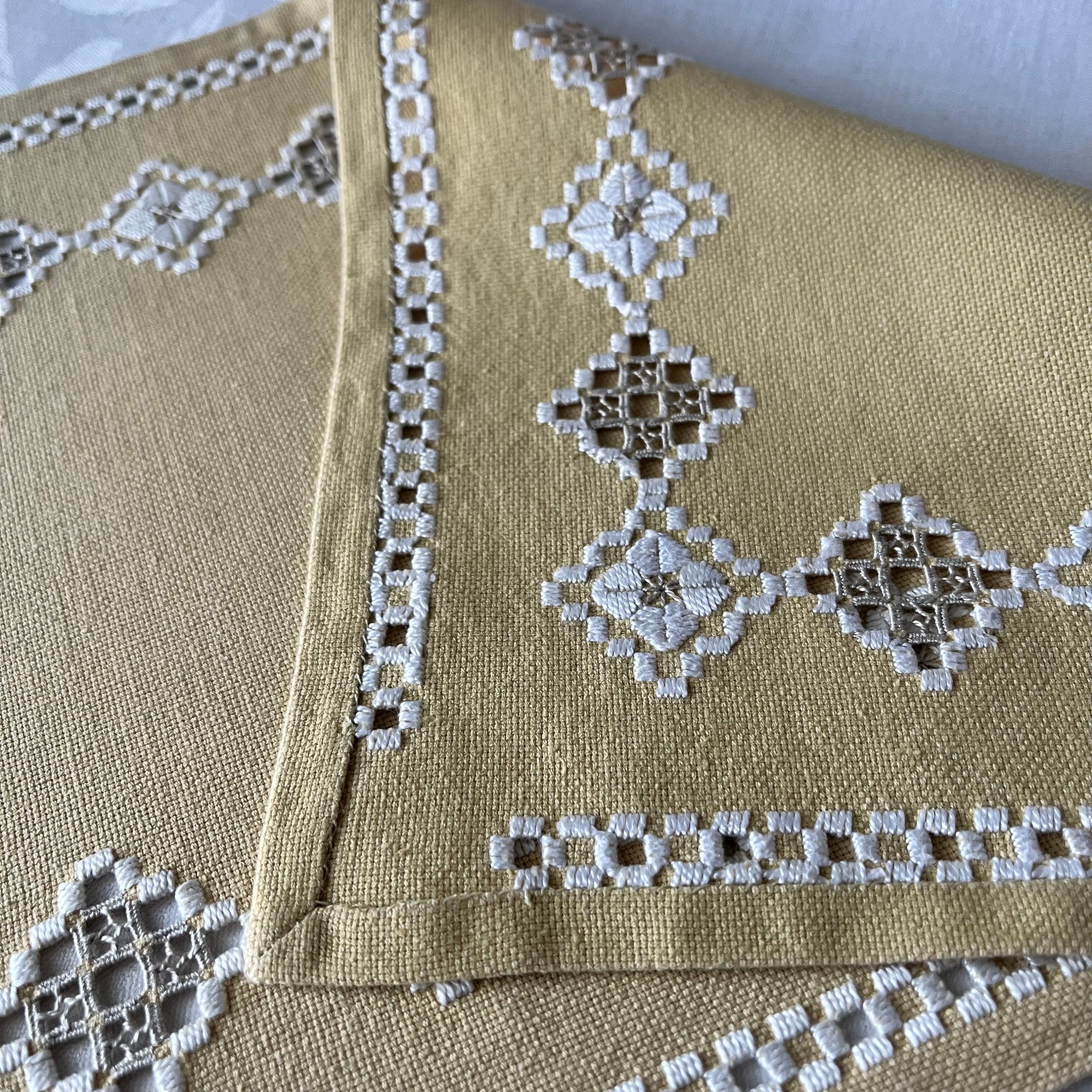 Embroidered Table Runner. Hardanger. Vintage. Border Along All Sides ...