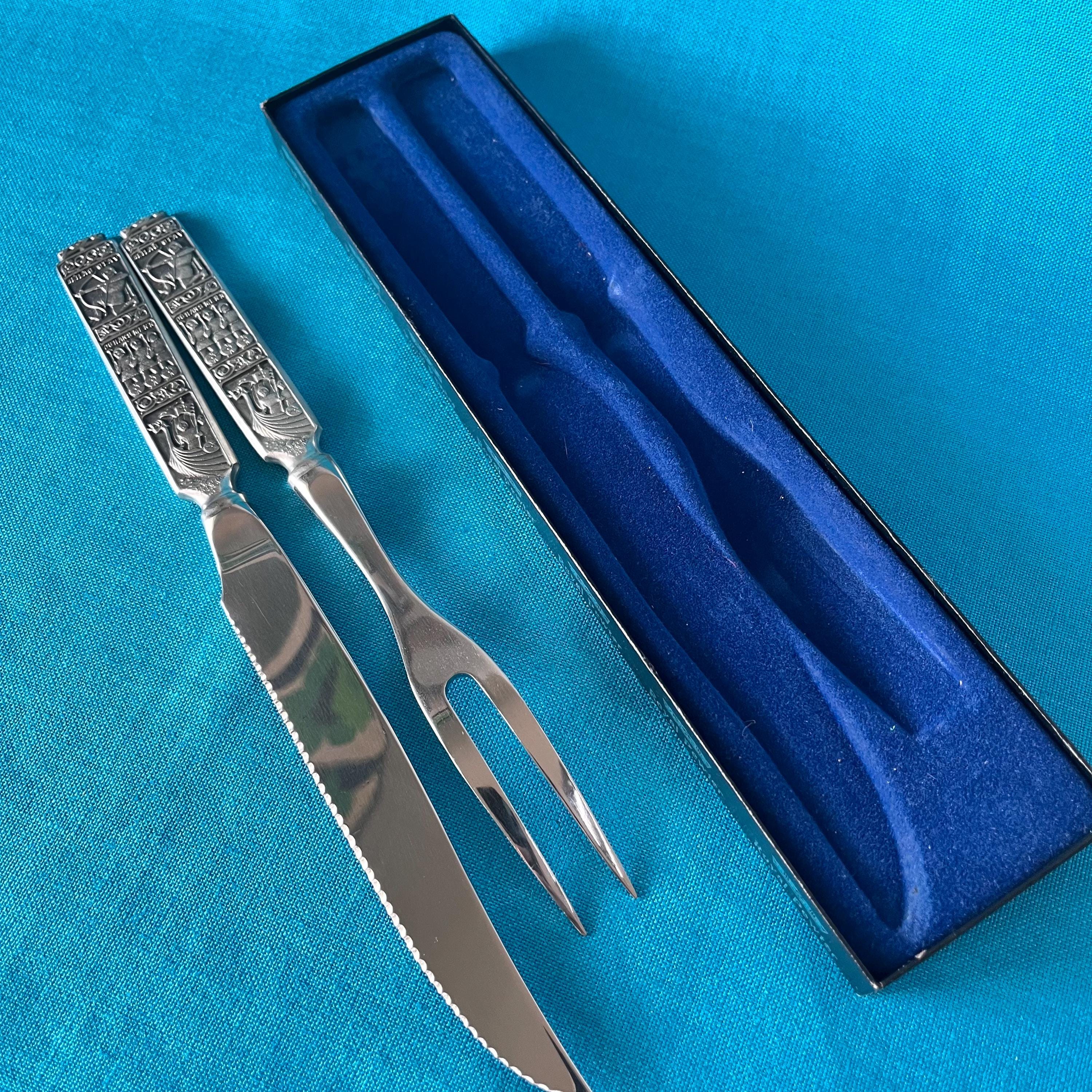 Kongetinn Norwegian Pewter. Meat Carving Utensils. Fork and Knife