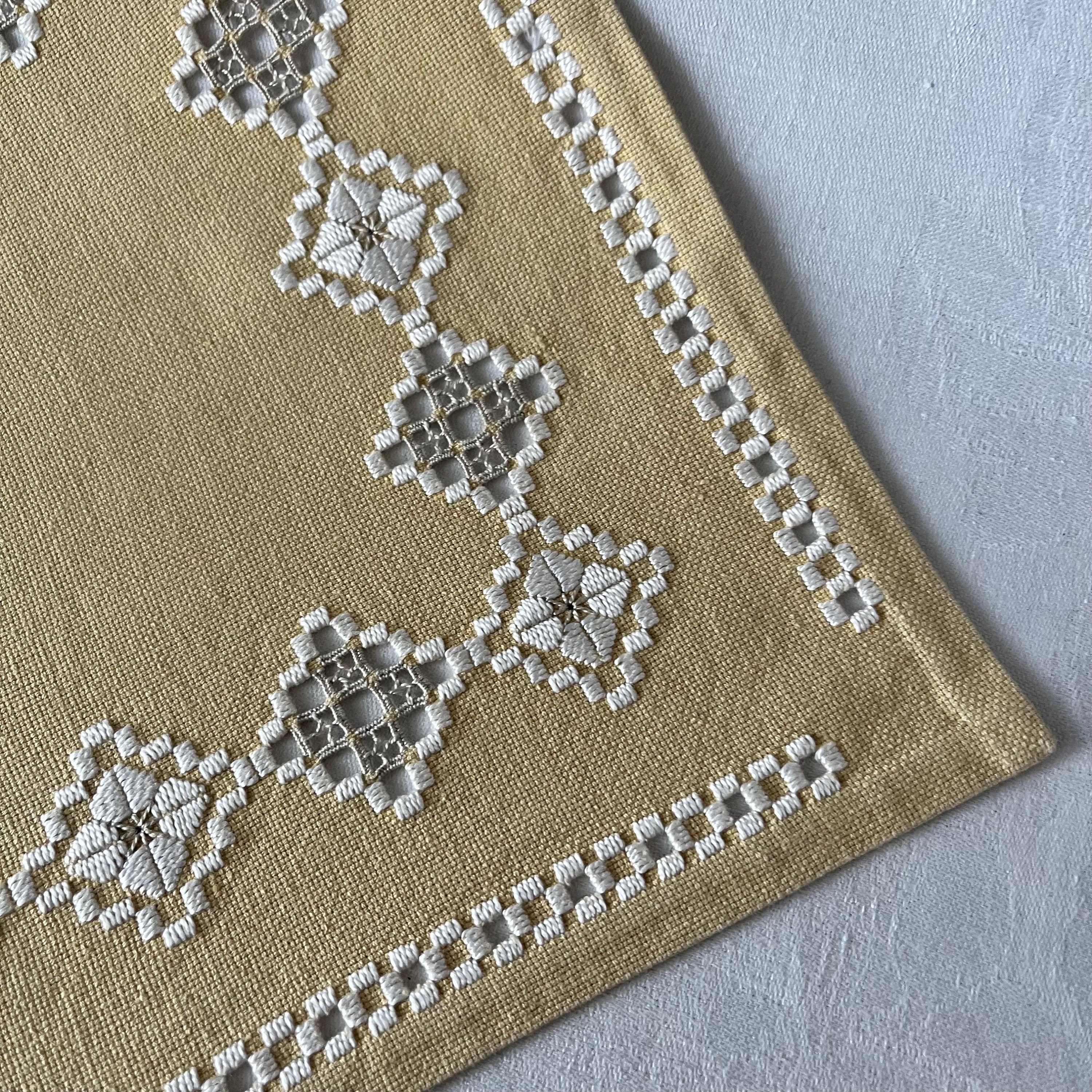 Embroidered Table Runner. Hardanger. Vintage. Border Along All Sides ...