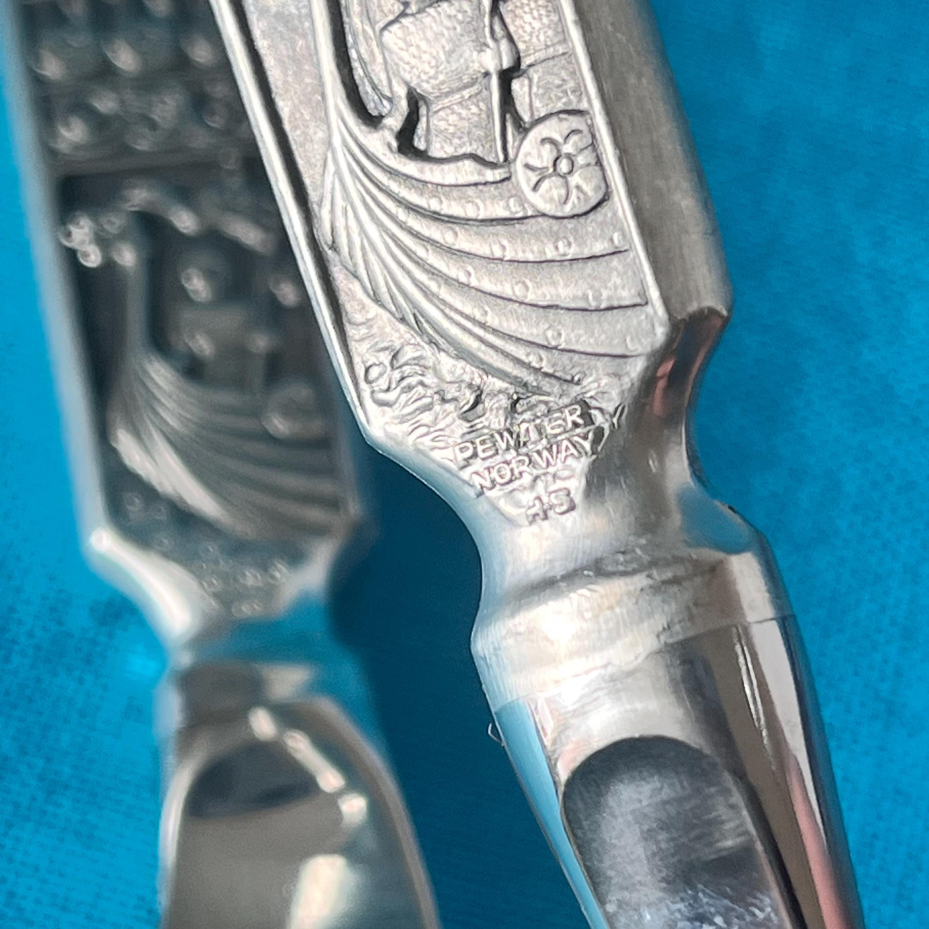 Kongetinn Norwegian Pewter. Meat Carving Utensils. Fork and Knife