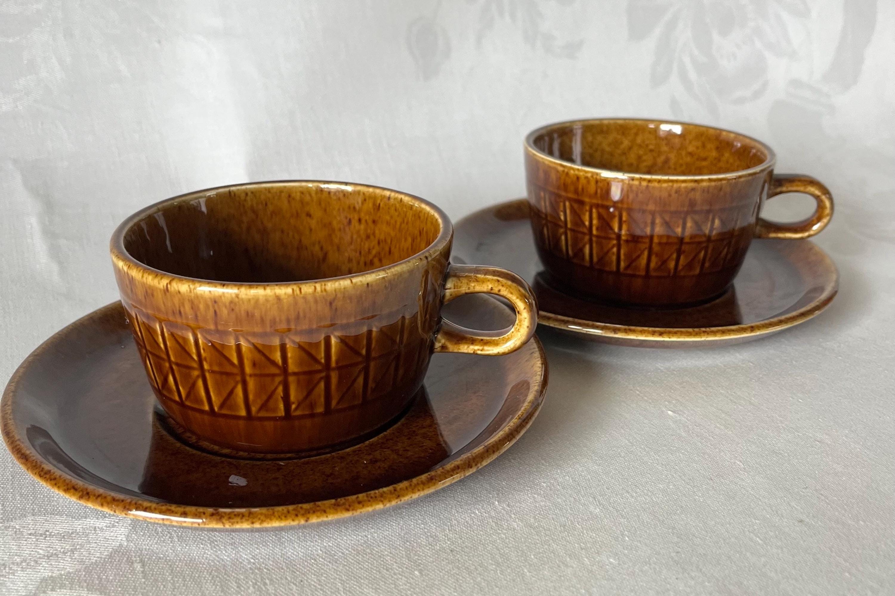 Rörstrand Kansas Stoneware Tea Cup and Saucer Set, Mid-century 