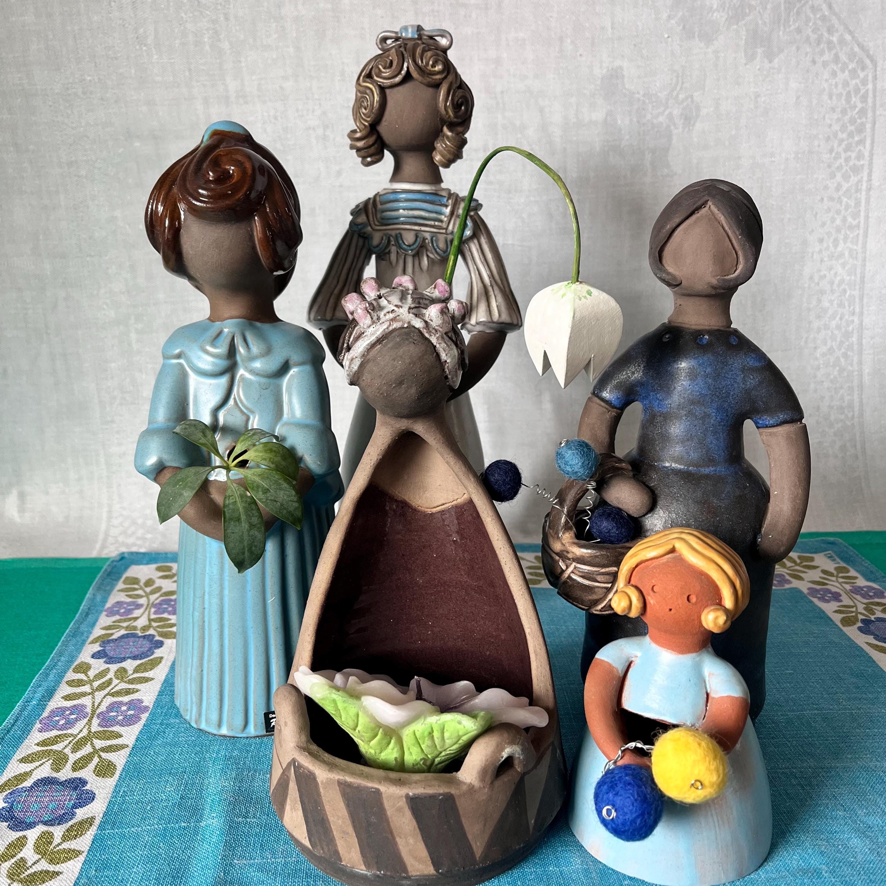 Ceramic Dried Flower Holder Girl Figurine. Elbogen Keramik. Made