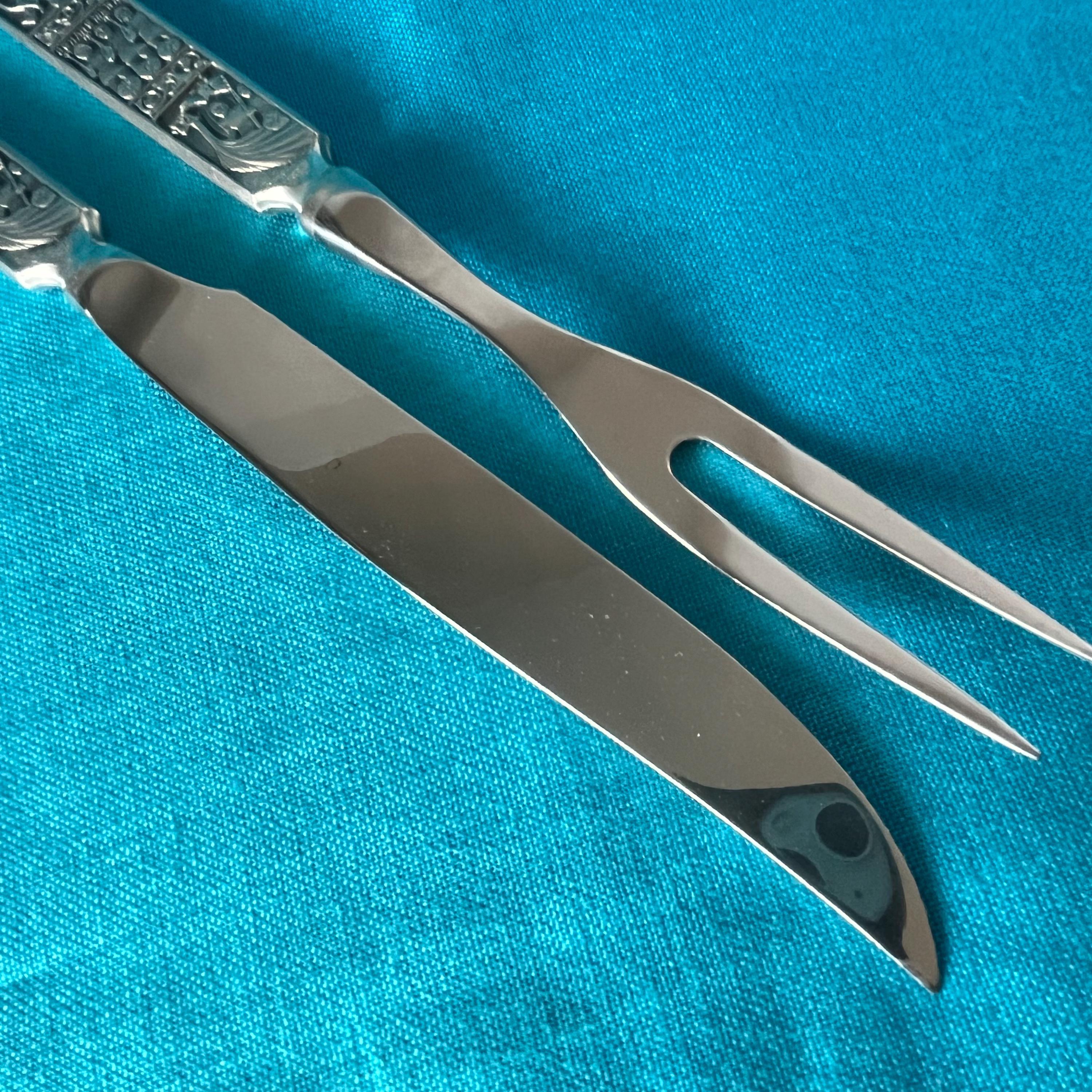 Kongetinn Norwegian Pewter. Meat Carving Utensils. Fork and Knife