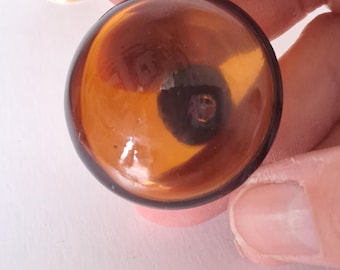 Vintage Verrina Möbel Knöpfe, Glas Knöpfe, 1960er Jahre Transparent Amber Glass Sweden