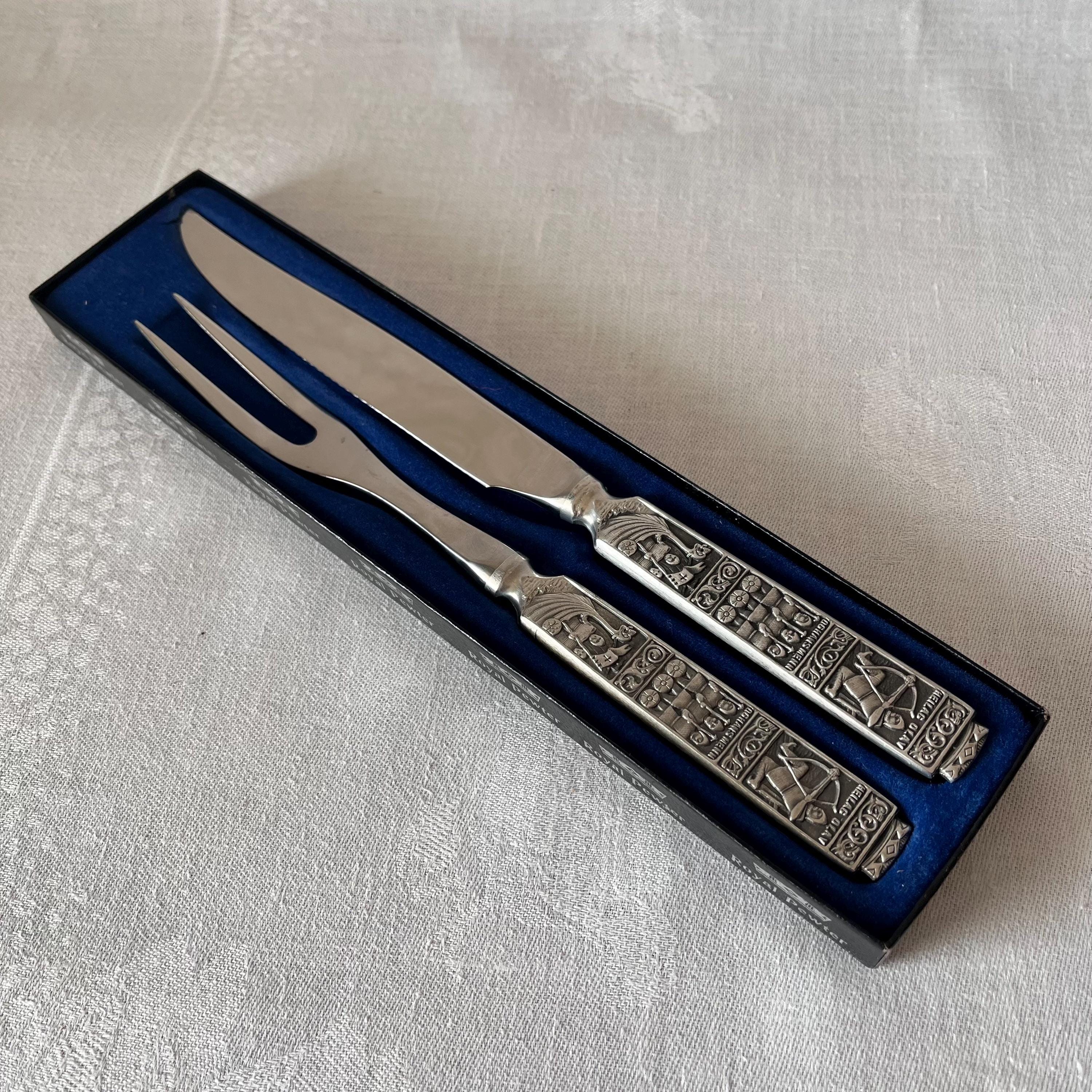 Kongetinn Norwegian Pewter. Meat Carving Utensils. Fork and Knife