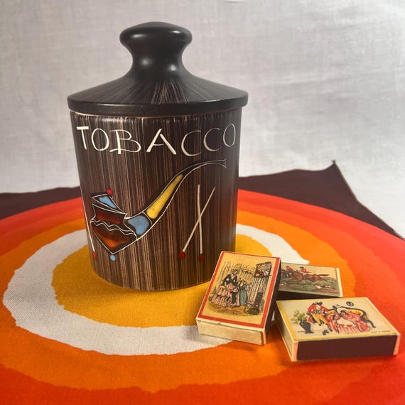 tobacco jar lid adorini M Matched Lid, Vintage Tobacco Jar,