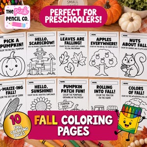 10-Page Fall Coloring Bundle for Preschoolers, Autumn Activity Sheets (Digital Download)