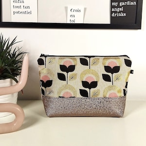 Large pouch/Large makeup bag/Toiletry bag/Maxi pouch/Makeup pouch/Gift for women/Vintage fabric pouch