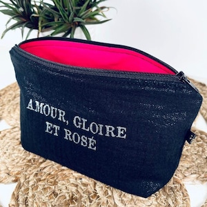 Piccola pochette in garza di cotone rosato/Pochette per accessori/Borsa per il trucco/Regalo di compleanno per donna/Regalo per fidanzata