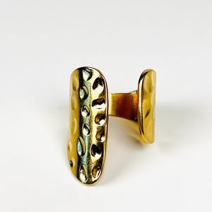 Gold Stainless Steel Ring/Adjustable Ring/Hammered Gold Ring/Large Gold Ring/Wide Ring/Trendy Ring/Gift for Women