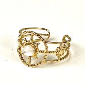 Mehrreihiger Ring mit weißen Perlen/Goldring aus Edelstahl/Verstellbarer Ring/Boho-Ring/Geschenk für Frauen/Weißes Perlmutt