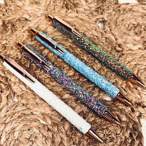 Stylos à paillettes/Stylo fantaisie/Stylo à billes/Stylos scintillant/Stylo pailleté/Papeterie pailletée/Cadeau anniversaire pour elle
