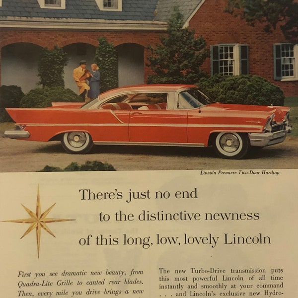 1957 Lincoln Premiere 2-Door Hardtop Vintage Magazine Ad