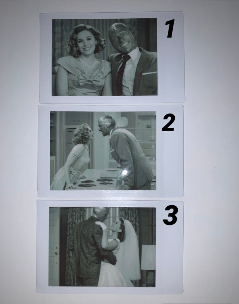 WandaVision b/&w Instax mini Polaroids