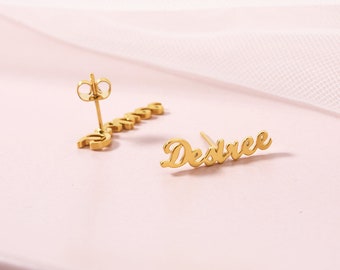 Personalised Name Earrings • Stud Earrings • Gold • Silver • Rose Gold