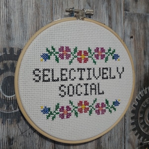 Selectively Social || Subversive cross stitch needlepoint pattern