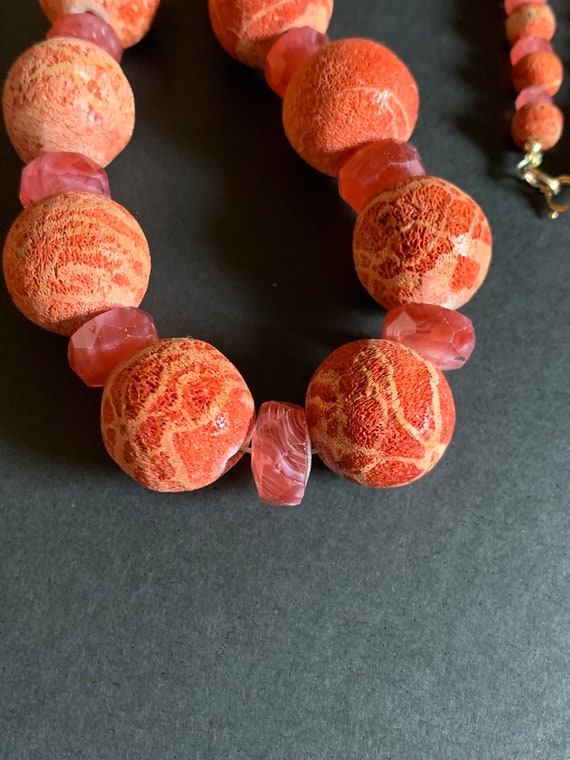 Vintage unpolished sponge coral necklace, sponge … - image 3