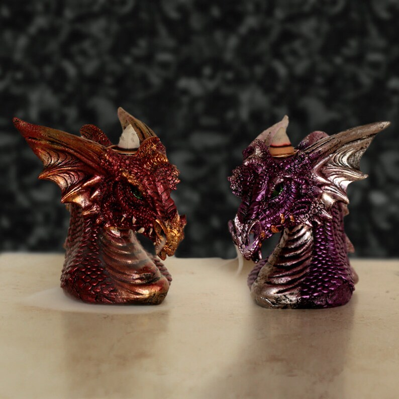 Dragon Head Back Flow Incense Burner Available in Red or Etsy