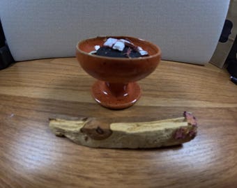 Cuenco de incienso hecho a mano con esmalte rojo Sedona.