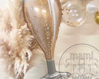 Giant Champagne Glass Mylar Foil Balloon, Large Champagne Foil Bachelorette Decoration, Bridal shower Decor, Gold New Years foil Balloon