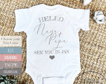 Hello Nana and Papa Infant Bodysuit, Grandparents Pregnancy Announcement Gift, Hello Nana & Papa see you soon Pregnancy Reveal Announcement