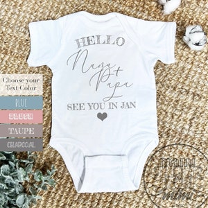 Hello Nana and Papa Infant Bodysuit, Grandparents Pregnancy Announcement Gift, Hello Nana & Papa see you soon Pregnancy Reveal Announcement