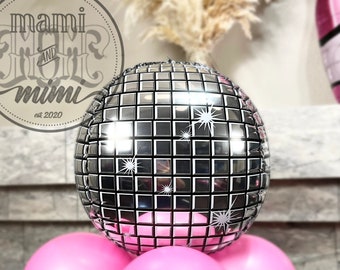 Disco Ball Mylar Foil Balloon, Last Disco Bachelorette party theme decorations, 70's disco theme Birthday Decor, Giant Disco Ball Balloon