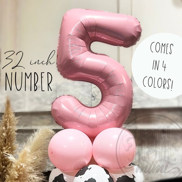 Giant Pink Number Mylar Foil Balloon, 32 inch giant numbers party decoration, 1st birthday balloon, Number 1 2 3 4 5 6 7 8 9 Giant Balloon