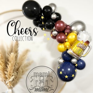 Beer Mug Mens Birthday balloon garland arch DIY kit Aged to Perfection Whiskey Bottle Balloon Birthday party for him Fathers day Party decor