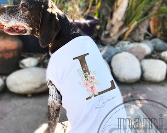 Custom Dog Letter Monogram Name Shirt, Personalized Farmhouse Dog Clothing With Your Dogs Name, Personalized shirt for dogs & cats XS to 6X