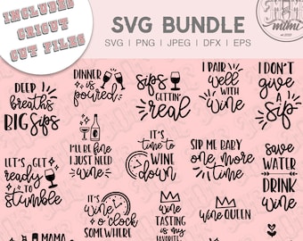 Wine Bundles svg, wine svg, wine glass svg, drinking svg, wine cut files, wine sayings svg, printable, wine quote svg, svg for wine glass
