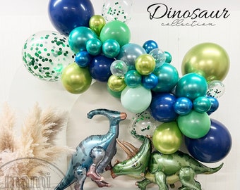 Dinosaur Birthday Balloon Garland Arch Kit, Sage Green and Blue Balloon Garland Kit For Boys Dinosaur Safari Birthday Forest Jungle Birthday