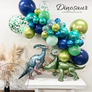 Dinosaur Birthday Balloon Garland Arch Kit, Sage Green and Blue Balloon Garland Kit For Boys Dinosaur Safari Birthday Forest Jungle Birthday