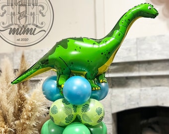 Dinosaur Birthday Balloon sculpture DIY kit, Boys Safari Birthday theme Balloon Decor, Long neck Dinosaur Birthday Party mini column balloon