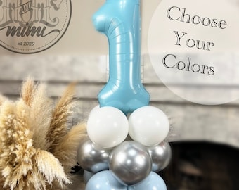 Choose your color Birthday balloon sculpture DIY kit, balloon Birthday Party mini column decor, double stuffed balloons, chrome balloons
