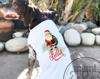 Custom Name Christmas Santa Claus shirt for dogs, personalized Dog T Shirt for Christmas, custom Christmas gift for dogs and cats, Santa tee