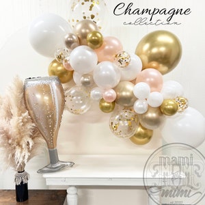 Champagne Celebration balloon garland arch DIY kit, Bachelorette Party decor, New Years Party decor, Wedding luxury double stuffed balloons